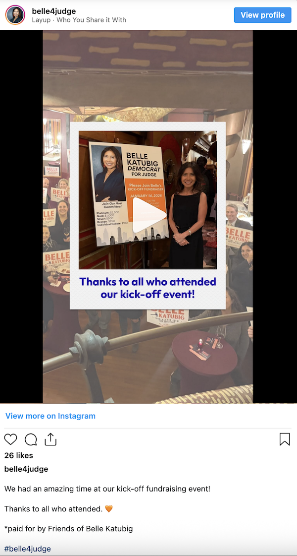 Belle Katubig campaign post on Instagram